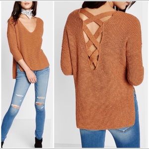 Express Cross Back Sweater - Burgundy
